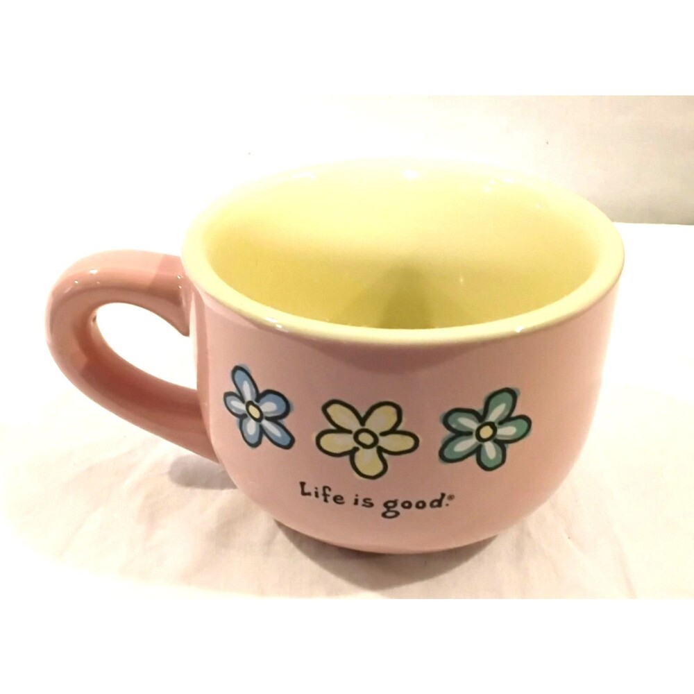 Vintage Life Is Good Pink Flower Mug